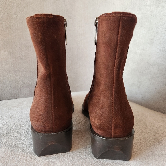 Aquatalia ankle boots 5 brown suede chocolate luxury comfort Made Italy new $495 - Picture 10 of 15